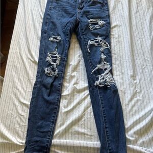 Distressed Blue Jeans
